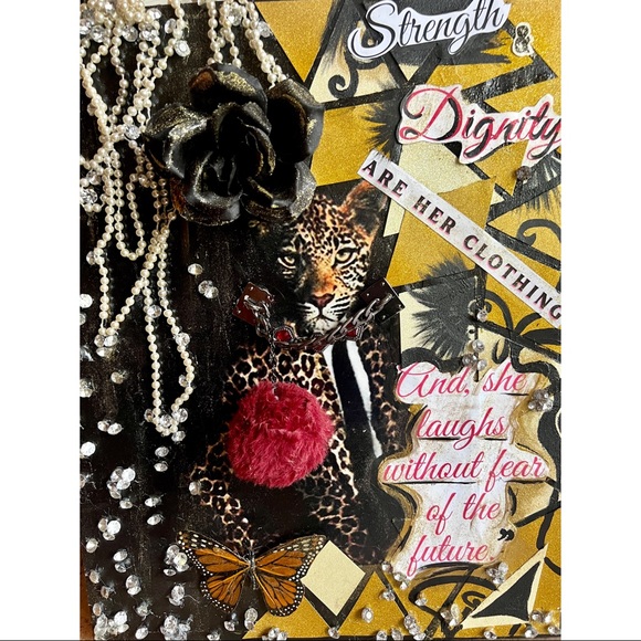 Proverbs 31 & Pearls, Diamonds Leopard Pop Out Collage Art - Picture 1 of 17